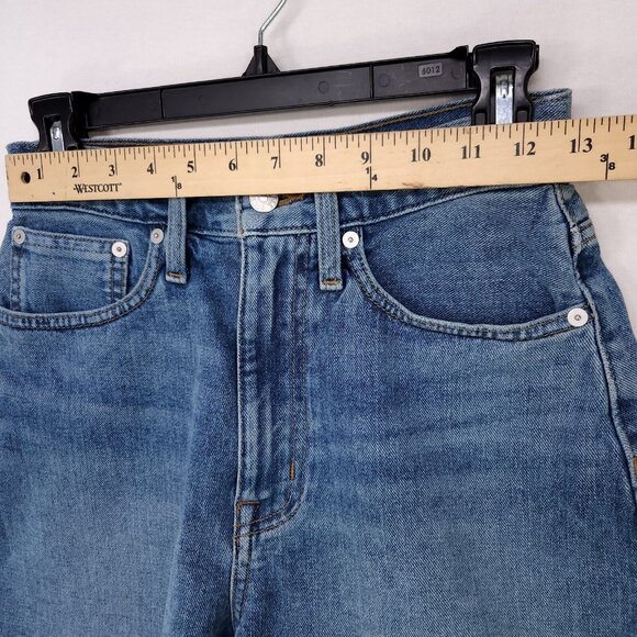 Madewell The Momjean Short Size 25 Women's Blue Denim Fringe High Rise - Picture 3 of 9